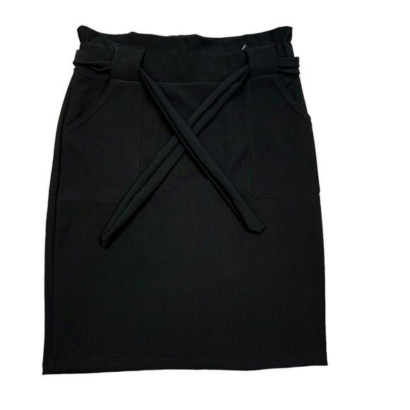 Ladies Maze Brand Black Paper‎ bag Style Skirt with Matching Belt Size Large - Picture 3 of 9